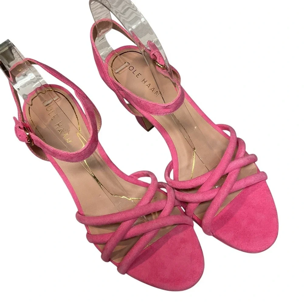 Cole Haan Grove Platform 95mm Leather‎ Suede Open Toe Block Heeled Sandal Size 8